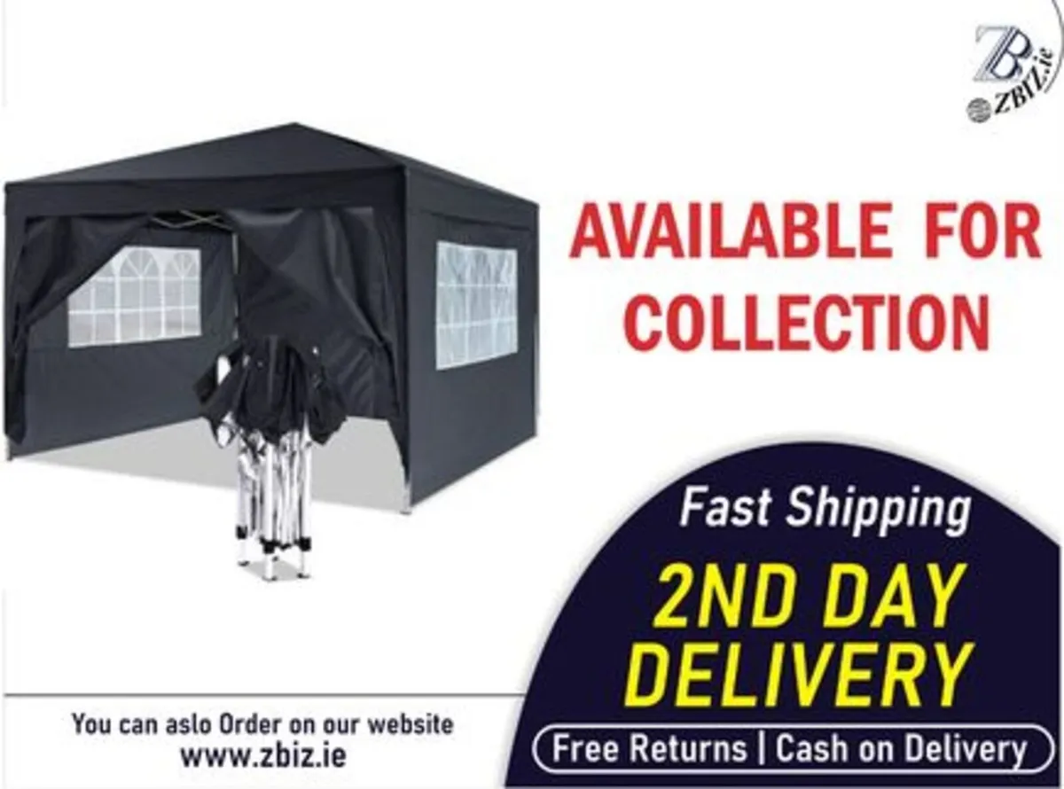 3x3M Waterproof Gazebo Tent with Side Panels - Image 1