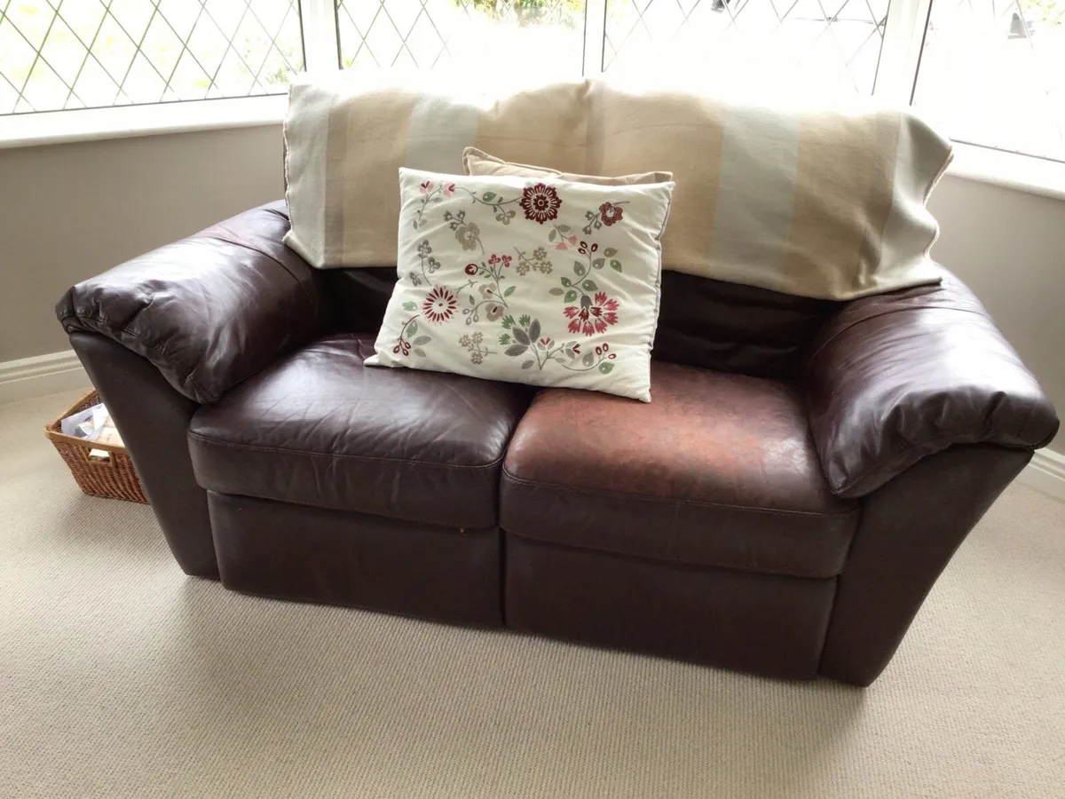 Leather 2 Seater Sofa Recliner - Image 1