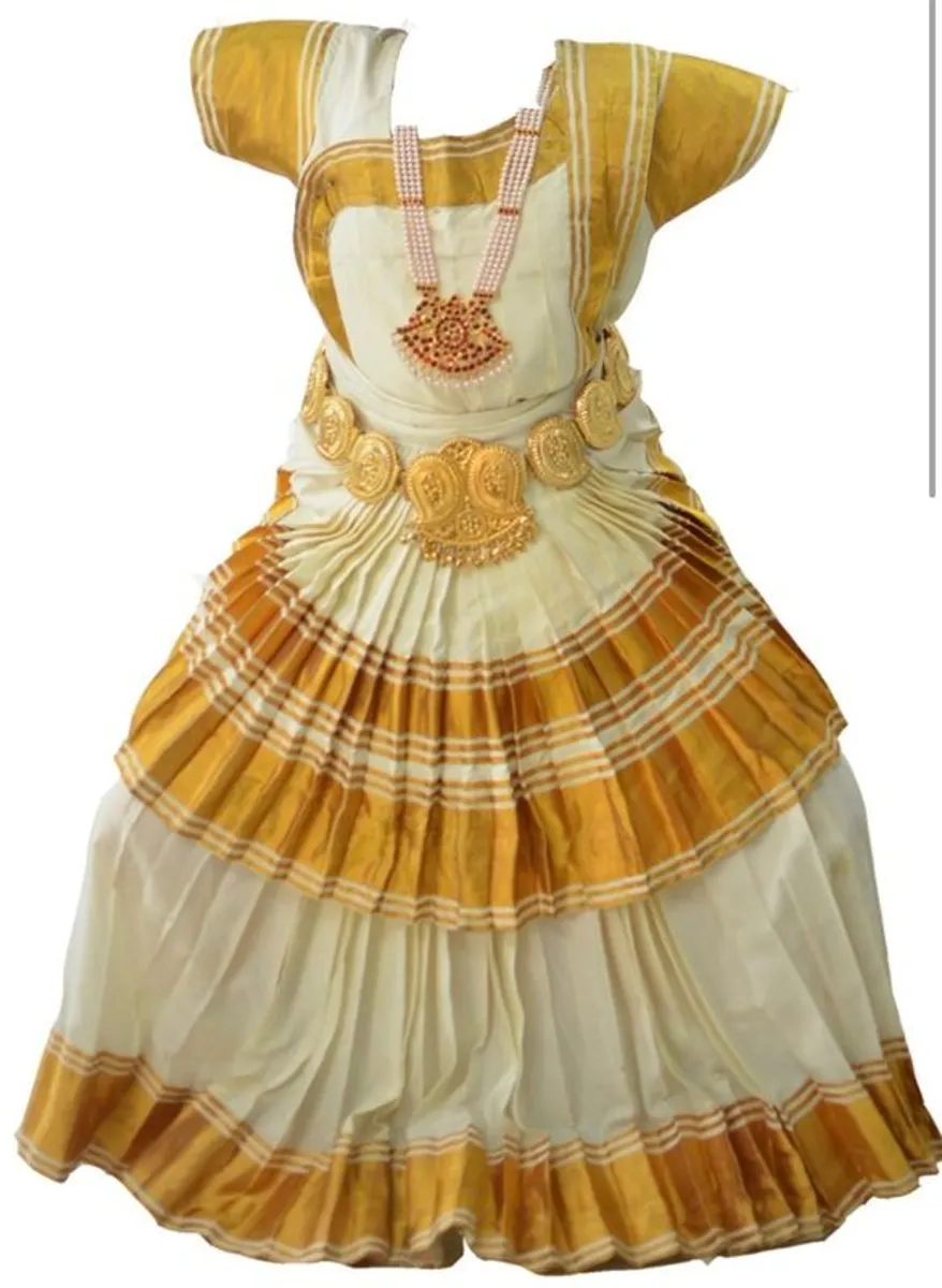 Indian classical dance costume 2  ( bharathnatyam amd mohiniyattam ) with complete jwellery set - Image 1