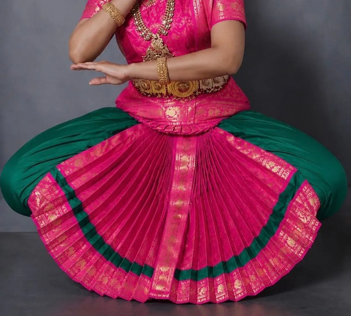 Indian classical dance costume 2  ( bharathnatyam amd mohiniyattam ) with complete jwellery set - Image 2