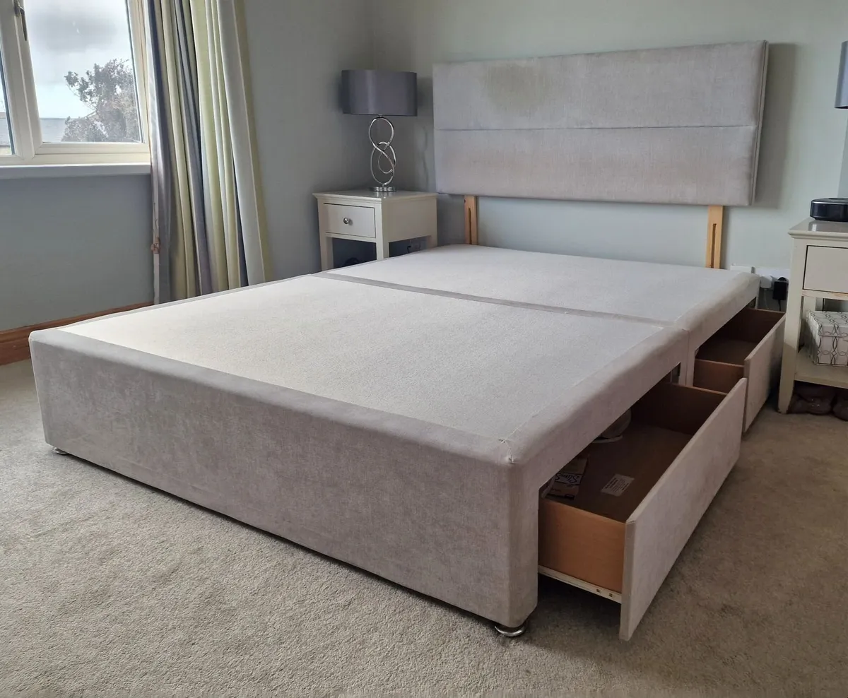 5ft king size Headboard and divan baseboard - Image 1