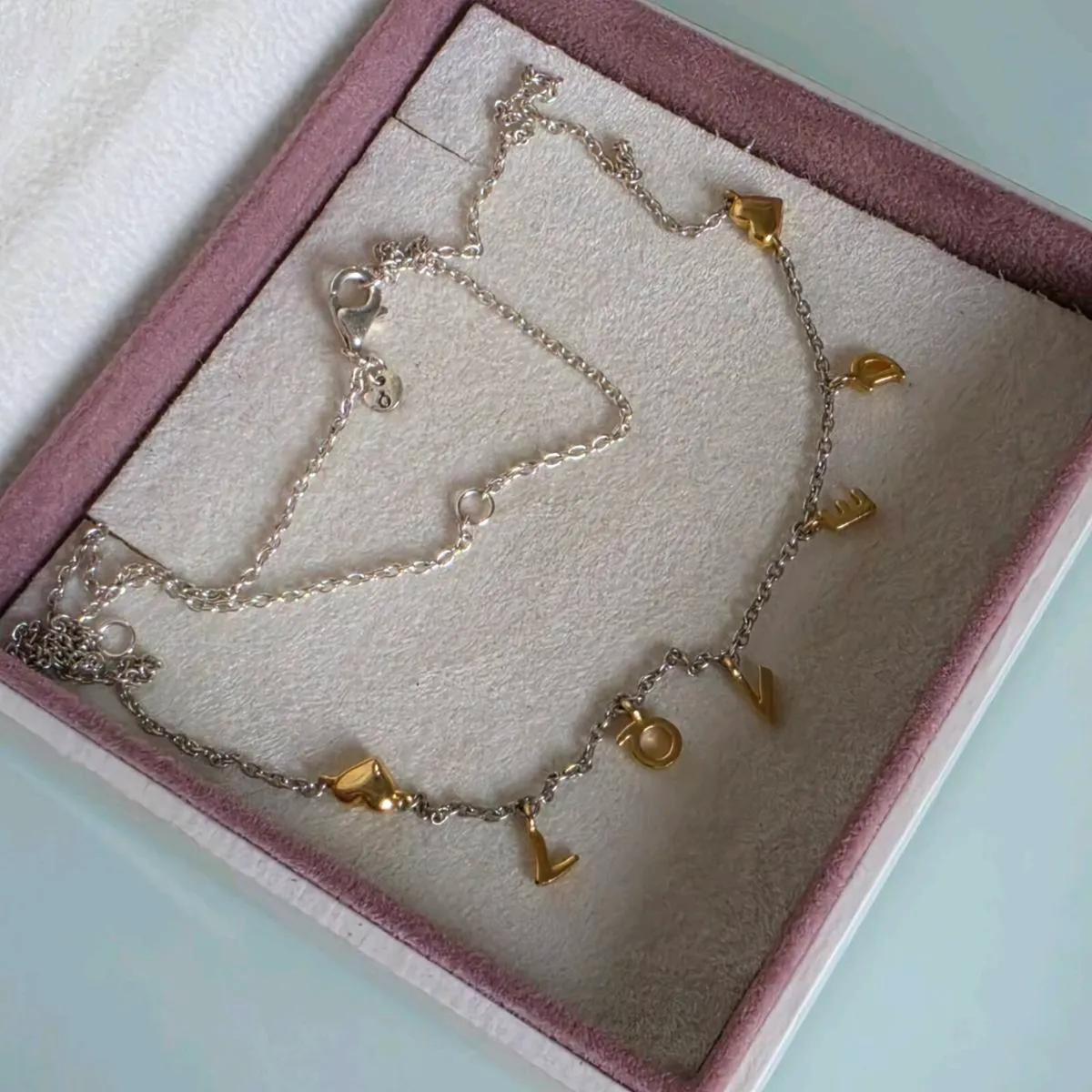 Pandora sterling silver/ yellow gold loved necklac - Image 3