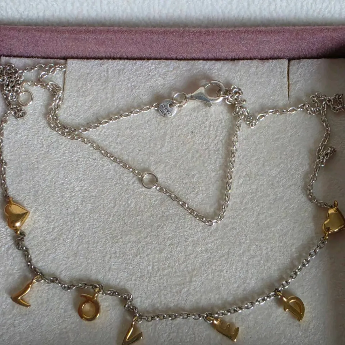 Pandora sterling silver/ yellow gold loved necklac - Image 4