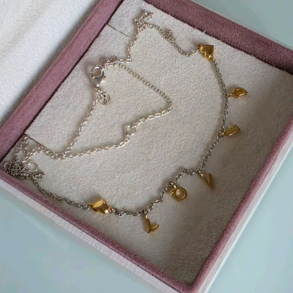 Pandora sterling silver/ yellow gold loved necklac - Image 2