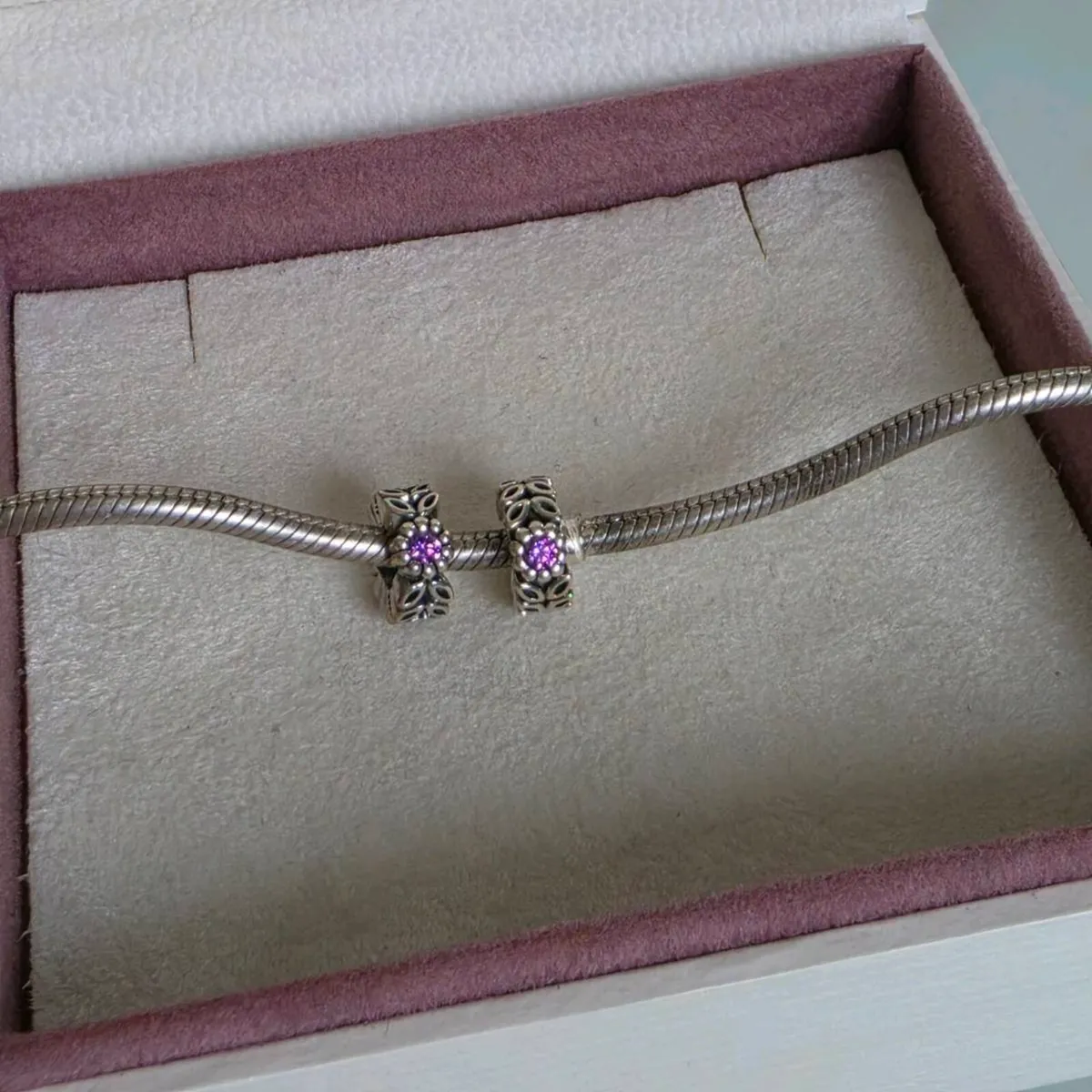 Pandora  purple sparkling forest spacer charms - Image 3