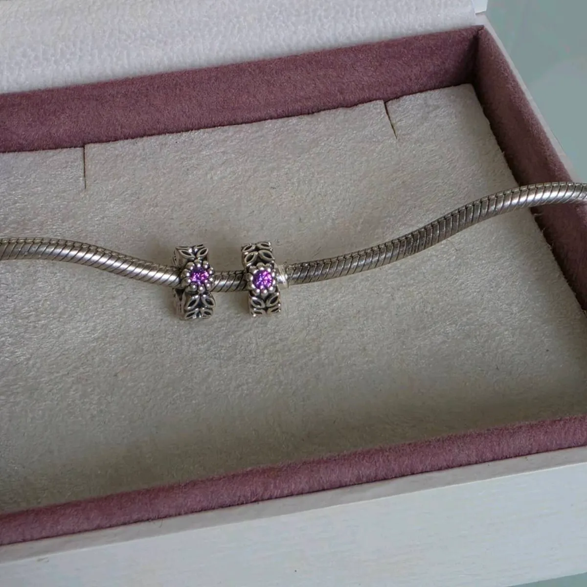 Pandora  purple sparkling forest spacer charms - Image 4