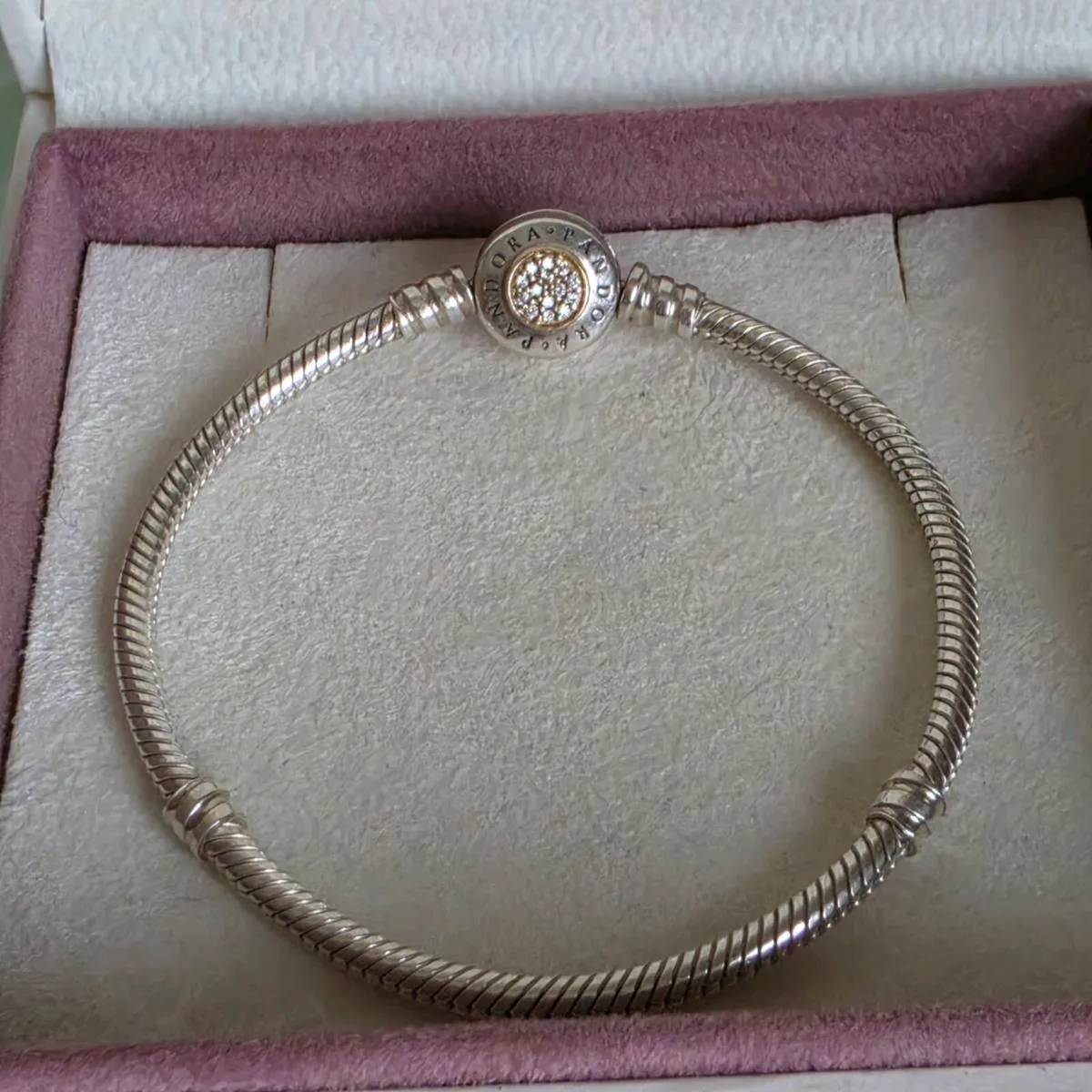 PANDORA 2-TONE SIGNATURE BRACELET  925/585 ALE 14k - Image 2