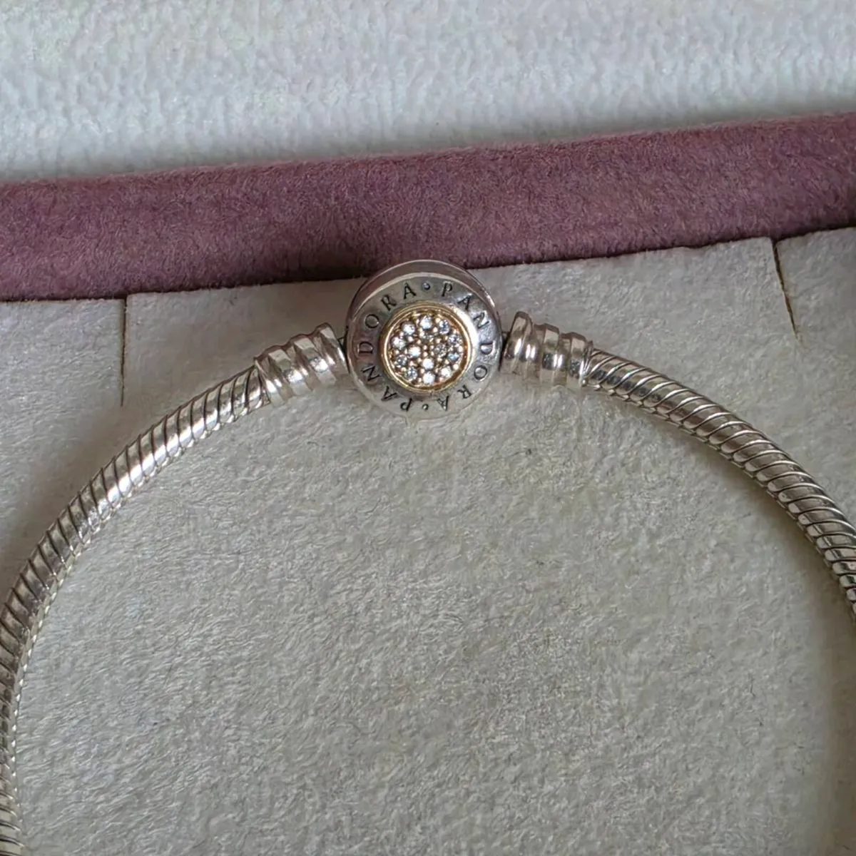 PANDORA 2-TONE SIGNATURE BRACELET  925/585 ALE 14k - Image 3