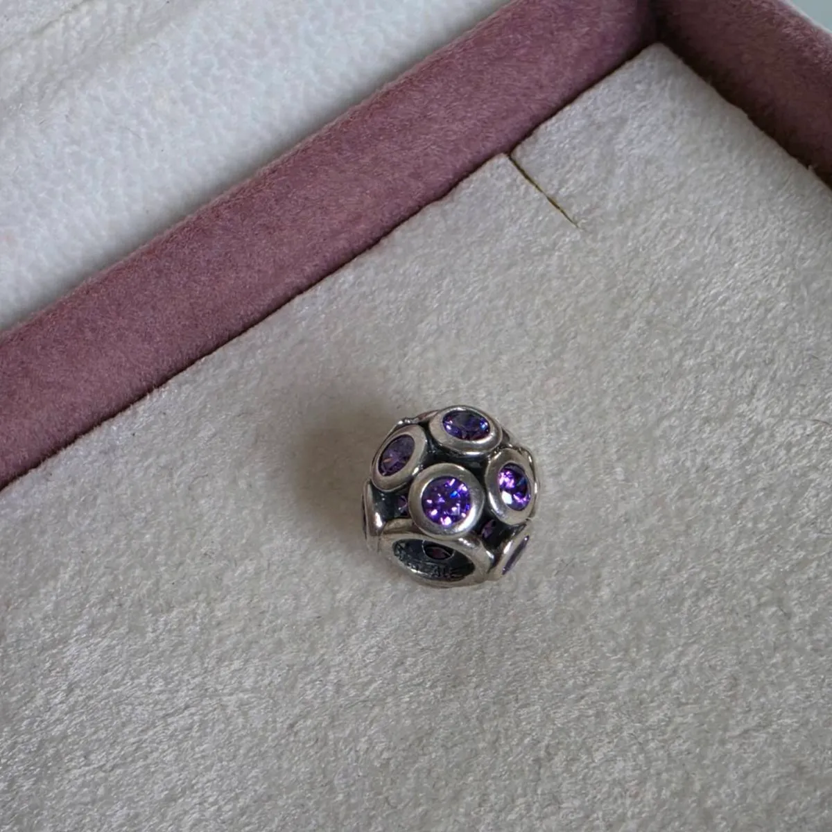 Pandora sterling silver amethyst bead  purple gems - Image 3