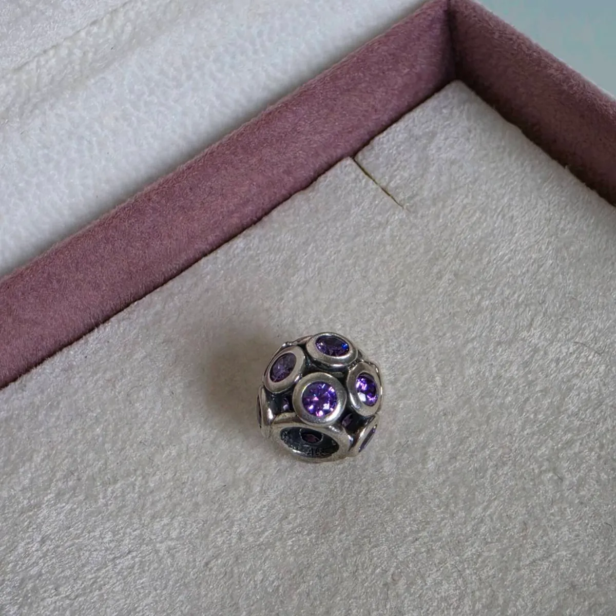 Pandora sterling silver amethyst bead  purple gems - Image 4