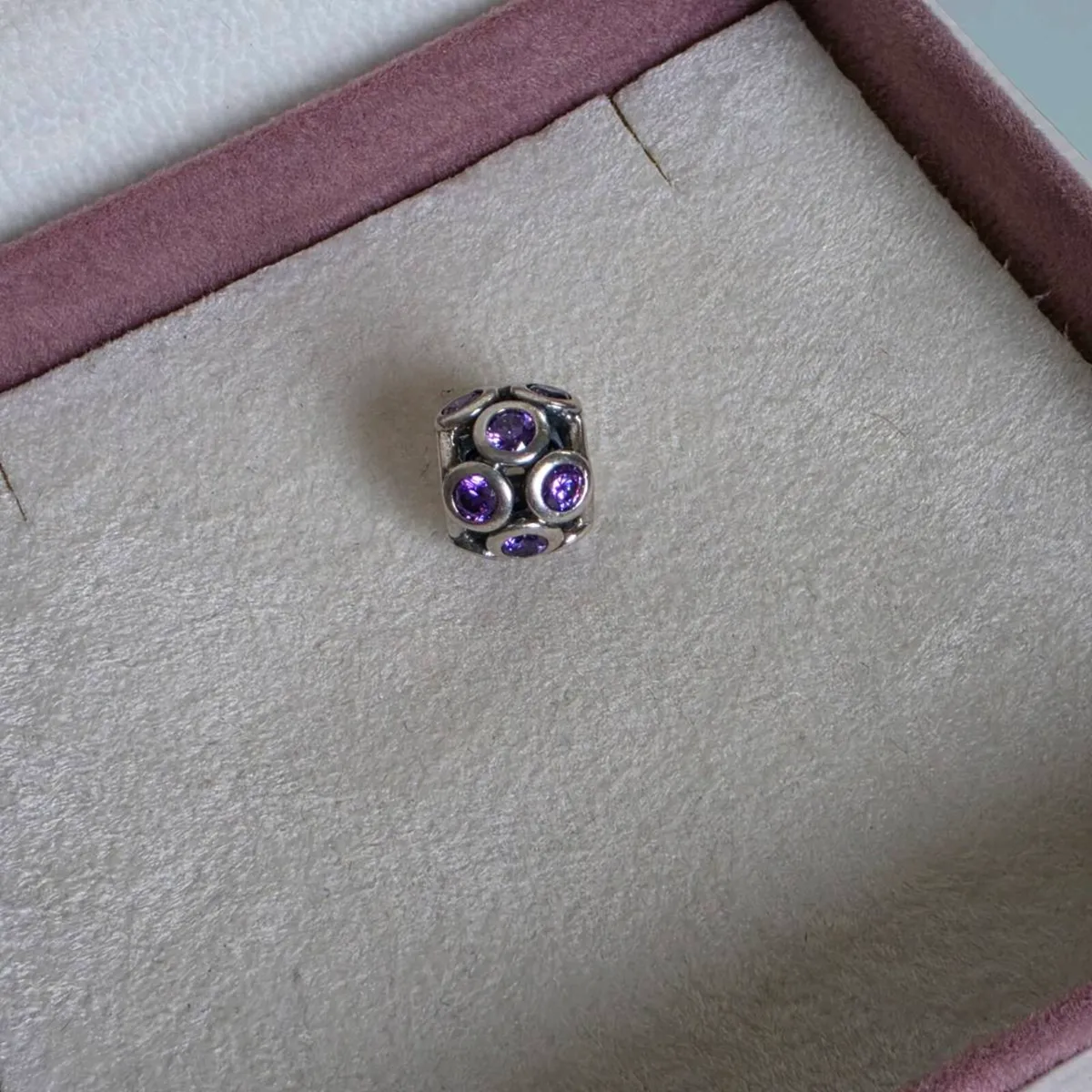 Pandora sterling silver amethyst bead  purple gems - Image 1