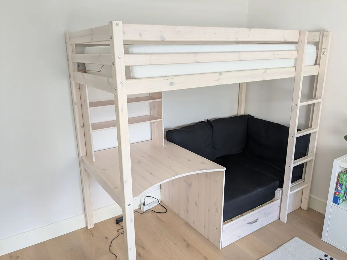 Kids bed, desk, sofa and extra pull out bed combo - Image 1