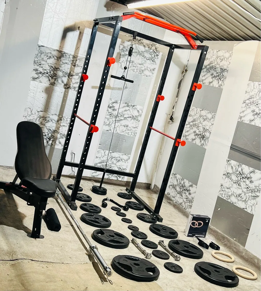 COMPLETE GYM SETUP 135KG BARBELL SET POWER RACK++ - Image 2