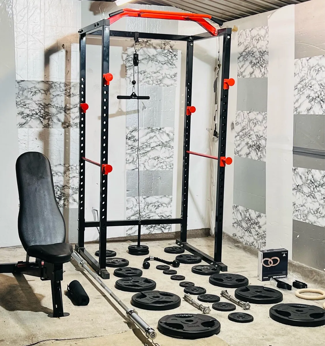 COMPLETE GYM SETUP 135KG BARBELL SET POWER RACK++ - Image 3