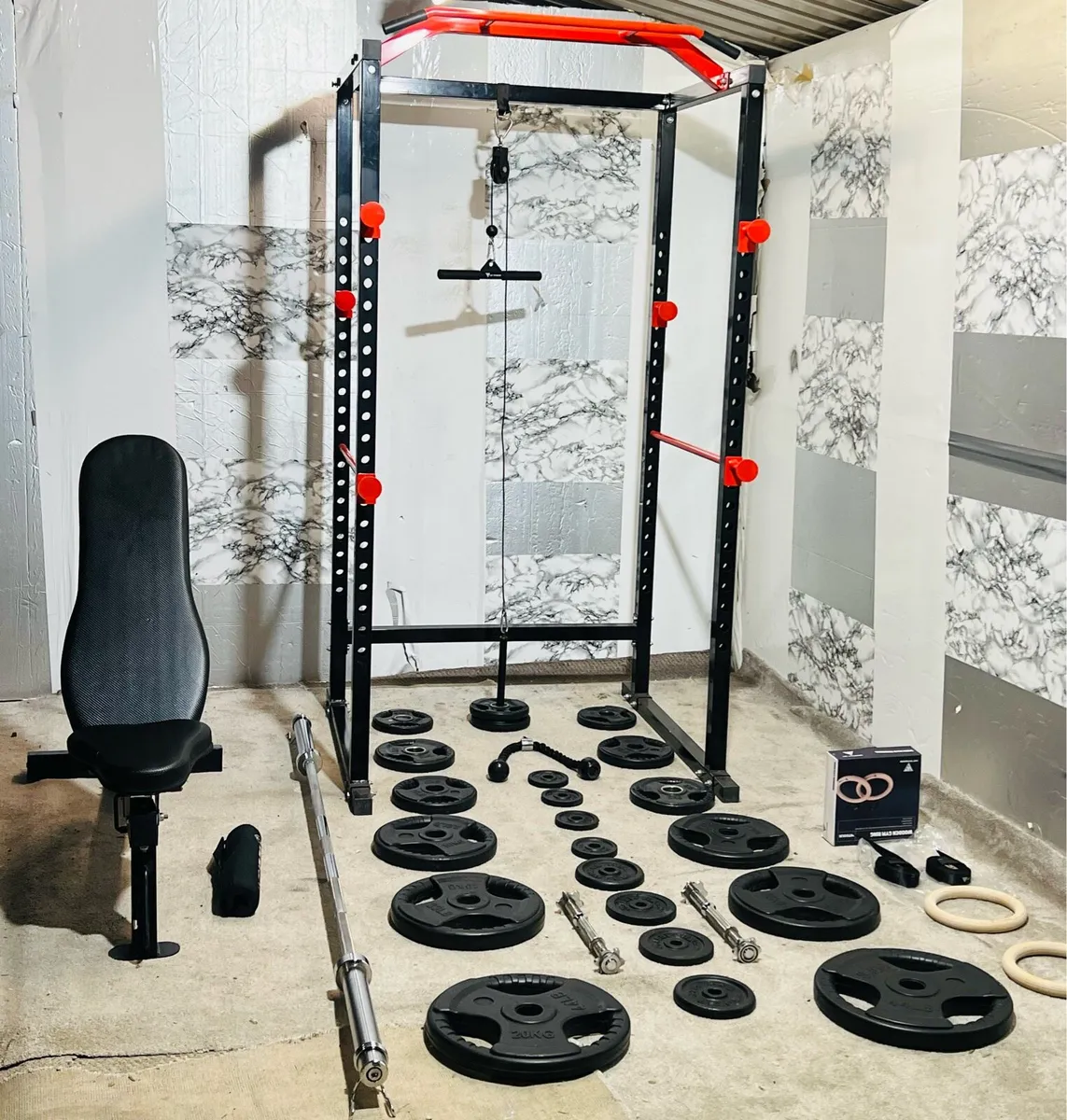 COMPLETE GYM SETUP 135KG BARBELL SET POWER RACK++ - Image 1