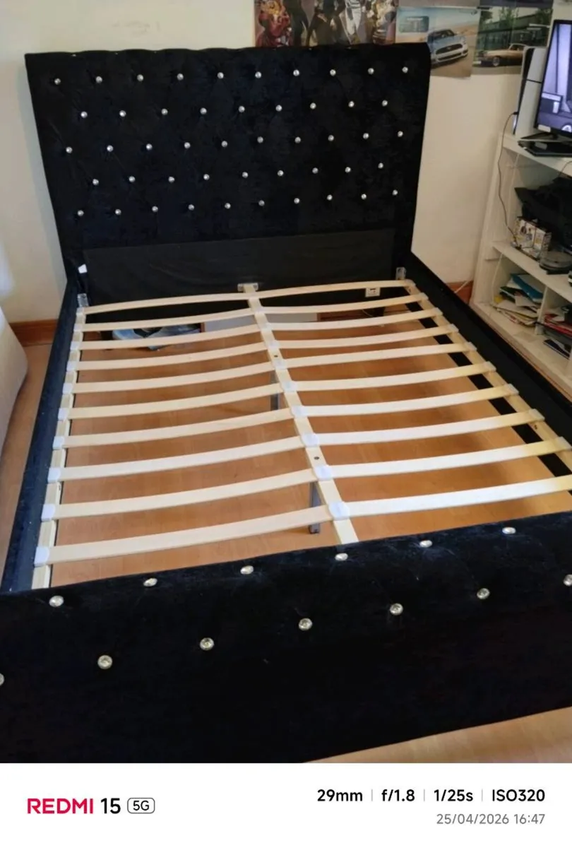 Black velour with diamante studding king bed - Image 3