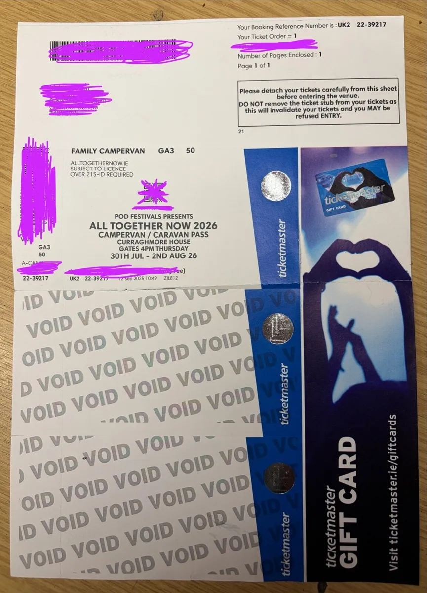 All together Now  family Camper/caravan ticket