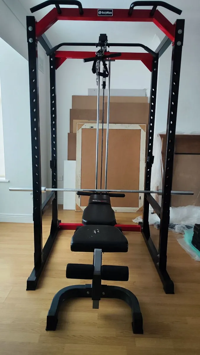 Gym Heavy Power Rack +Lat/Low Pulley+bench+7ft bar - Image 3