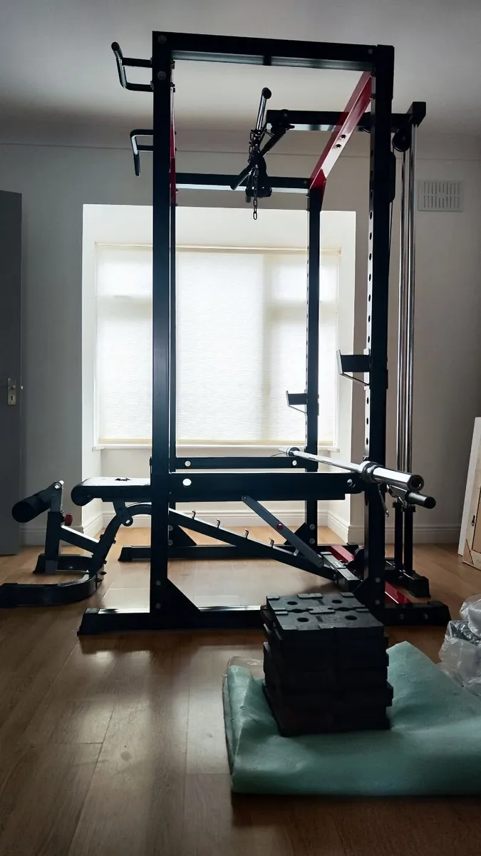Gym Heavy Power Rack +Lat/Low Pulley+bench+7ft bar - Image 2