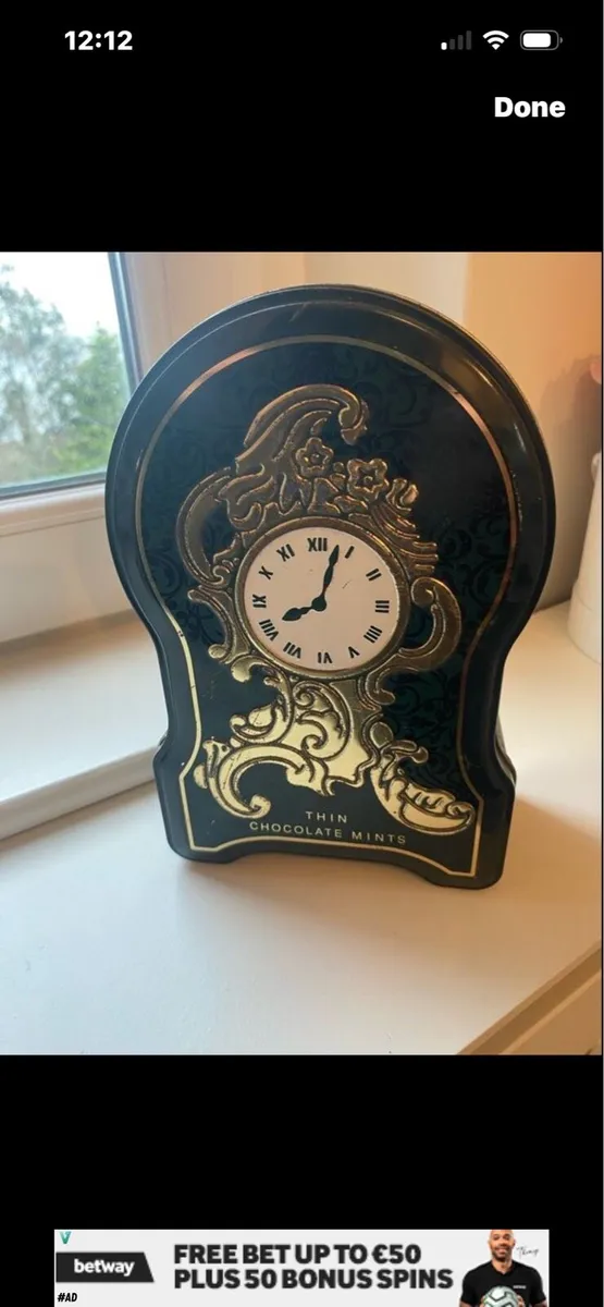 Vintage After Eight Clock Shaped Tin Box - Image 1