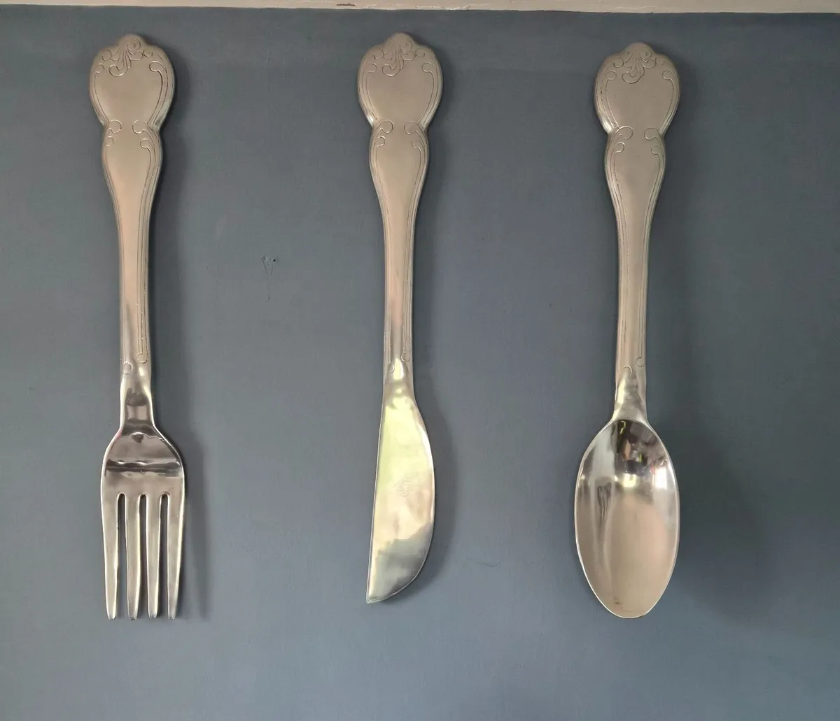 Large Decorative Silver Wall Cutlery Set