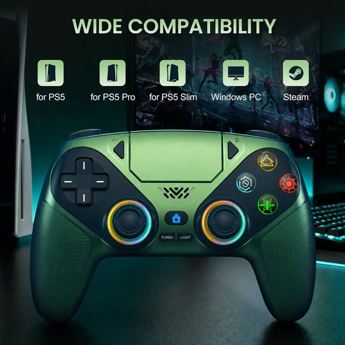 Wireless Controller for PS5/Slim/Pro/PC, Bluetooth - Image 2