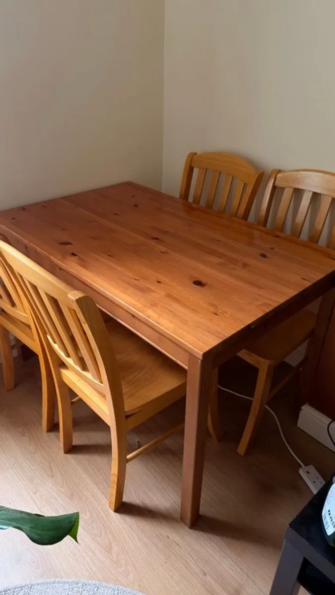 Solid Pine Dining Table and 4 Chairs - Image 3