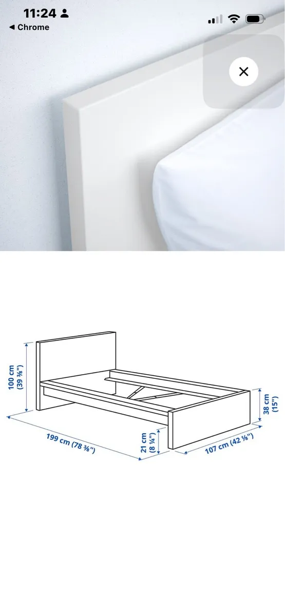 Single Bed Frame Ikea Malm - Image 1