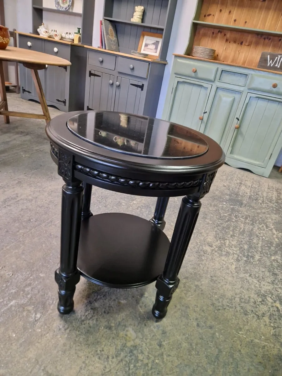Vintage marble top oak occasion, side table - Image 1