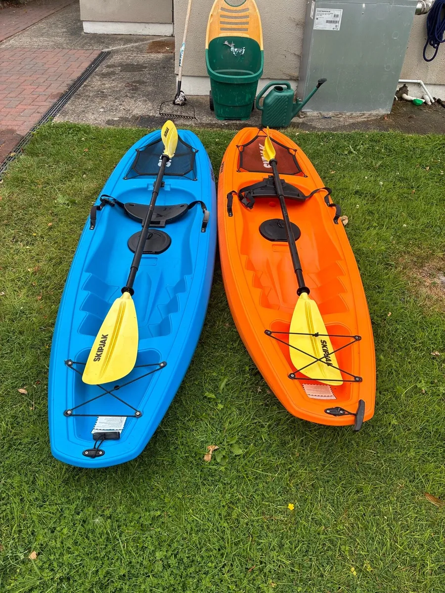 Two Sit on Kayaks - Image 1