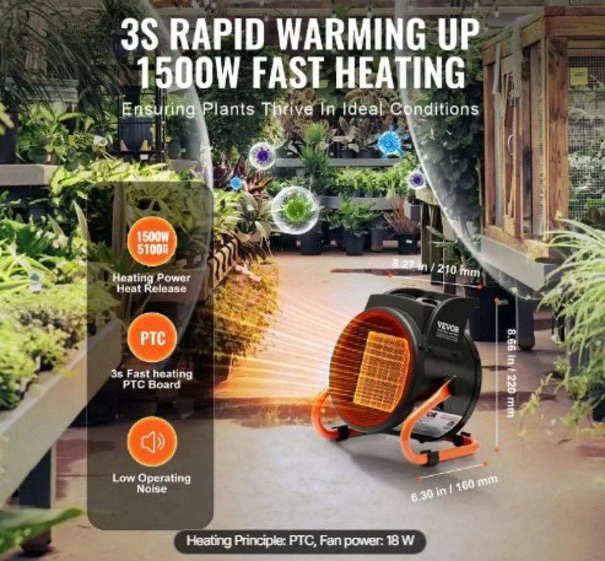 Greenhouse Heater, 2000W - Image 3