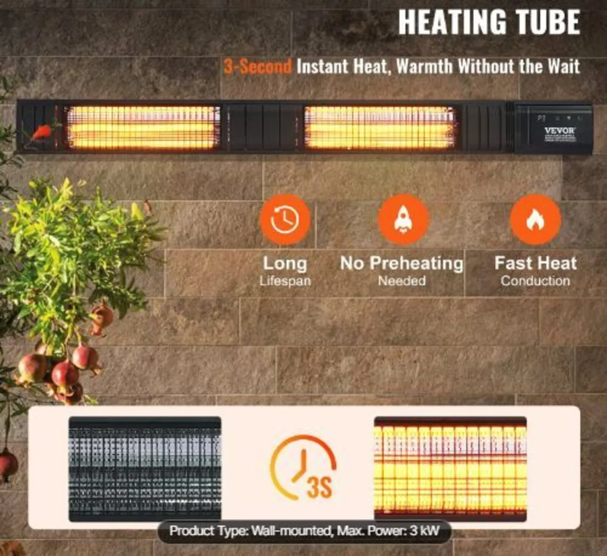 Infrared Heater, 3000W Remote Control - Image 2