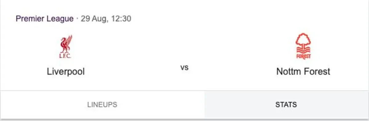 Liverpool v Nottingham Forest Tickets - 29 Aug