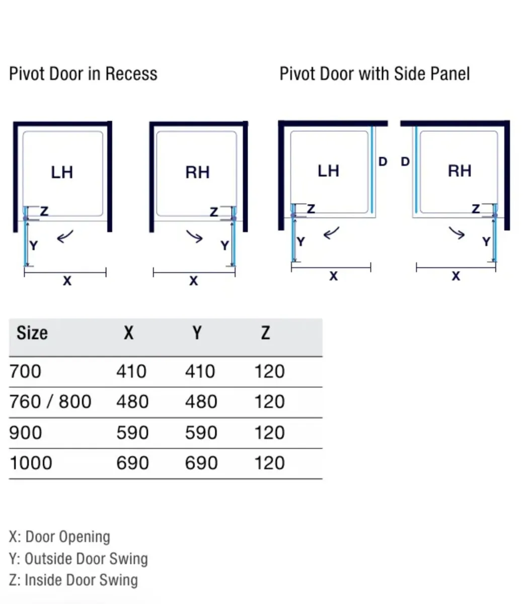 Merlyn 6 Series Pivot Door, model M61211N shower - Image 1