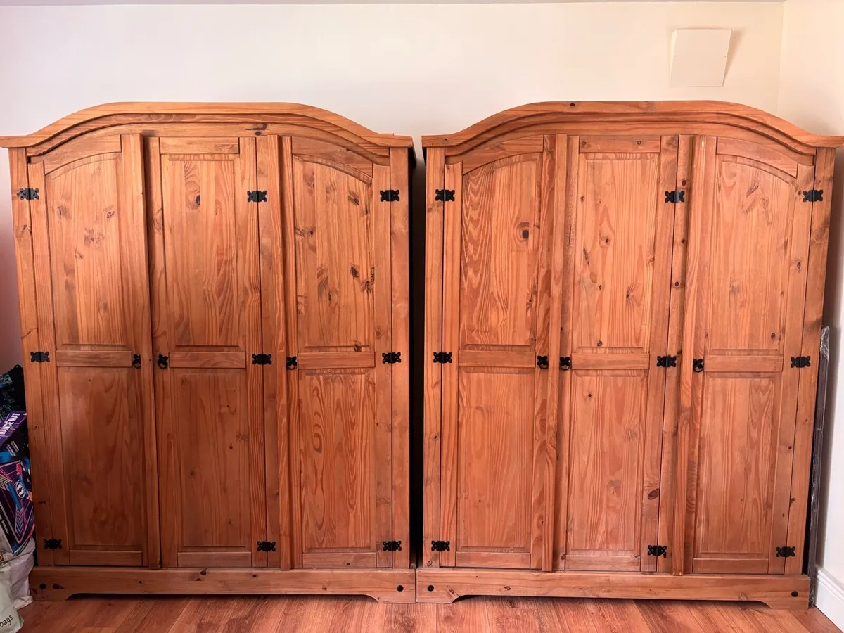 Pair of Solid Pine Corona Wardrobes - Image 4