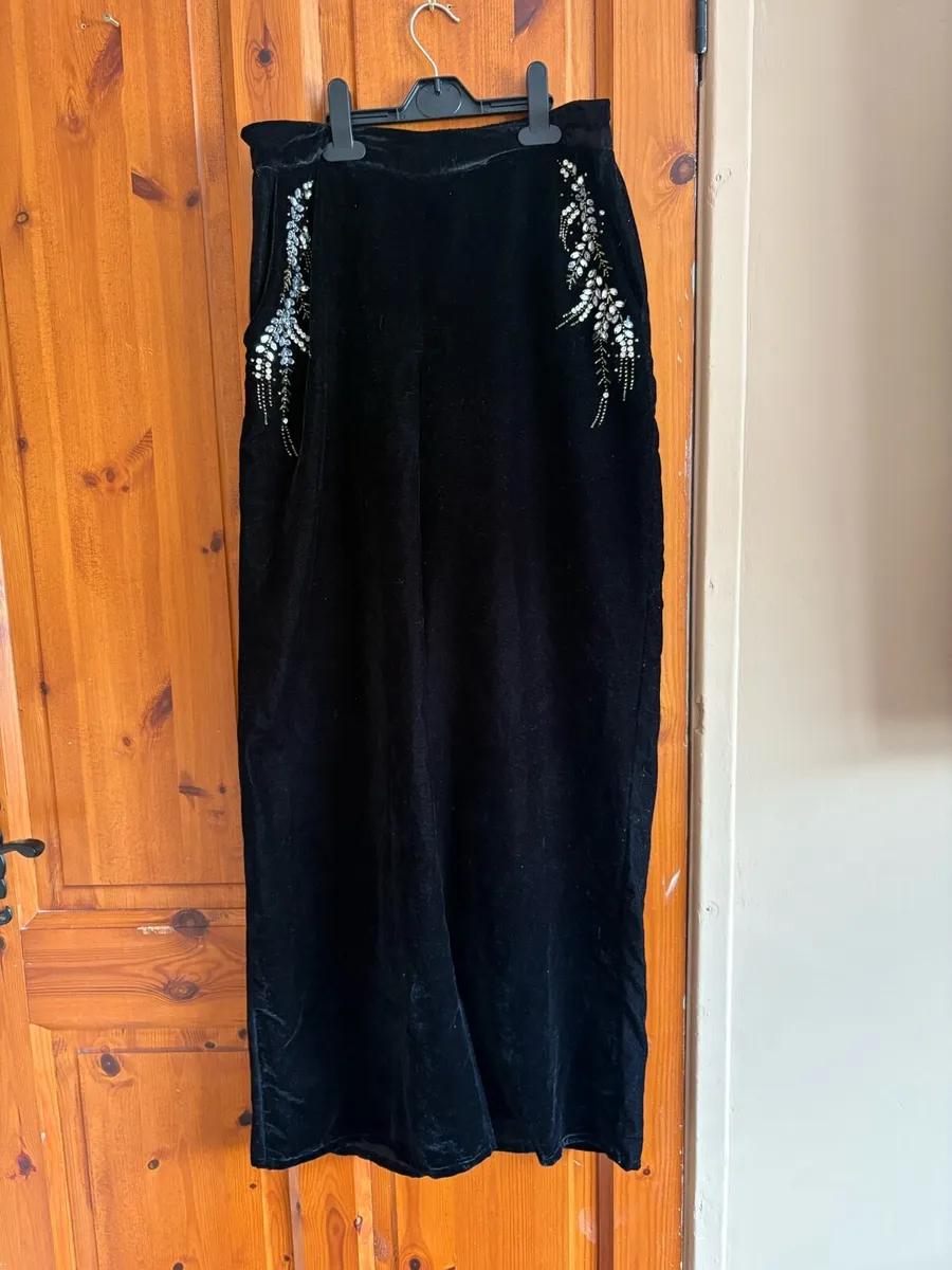 Black velvet pants