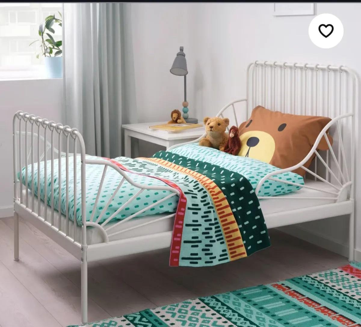 Extendable bed frame with slatted bed base, white - Image 2