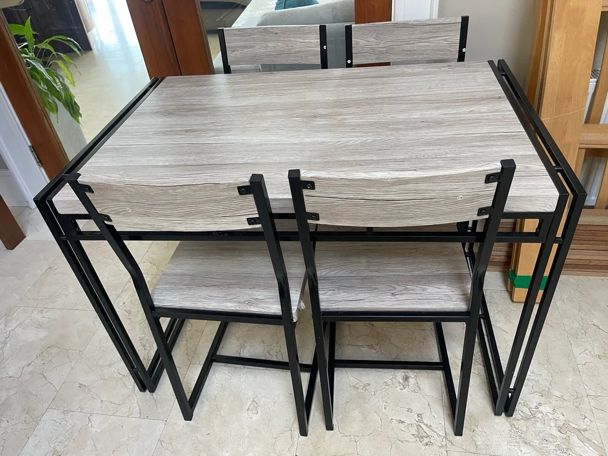 Sturdy 3.5Ft Kitchen Dining Table & 4 x Chairs Set - Image 1