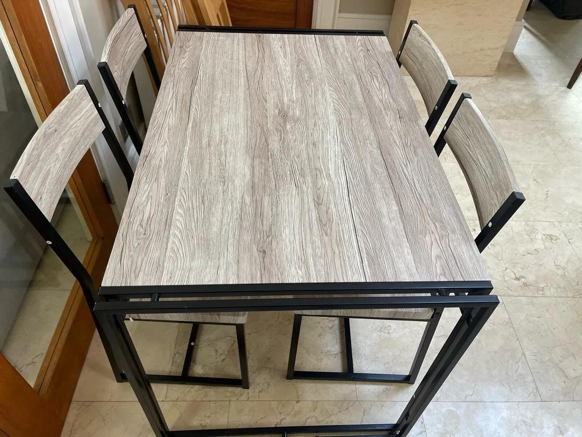 Sturdy 3.5Ft Kitchen Dining Table & 4 x Chairs Set - Image 2
