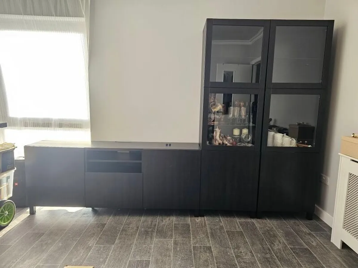 IKEA BESTA storages & TV units. Two tall display cabinets with glass doors. - Image 2