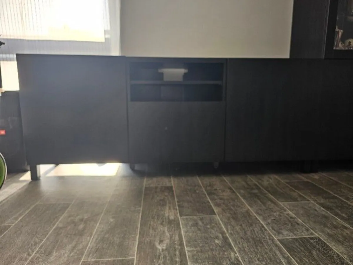IKEA BESTA storages & TV units. Two tall display cabinets with glass doors. - Image 4