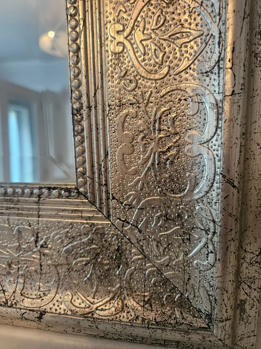 Large Ornate Silver Wall Mirror - Image 2