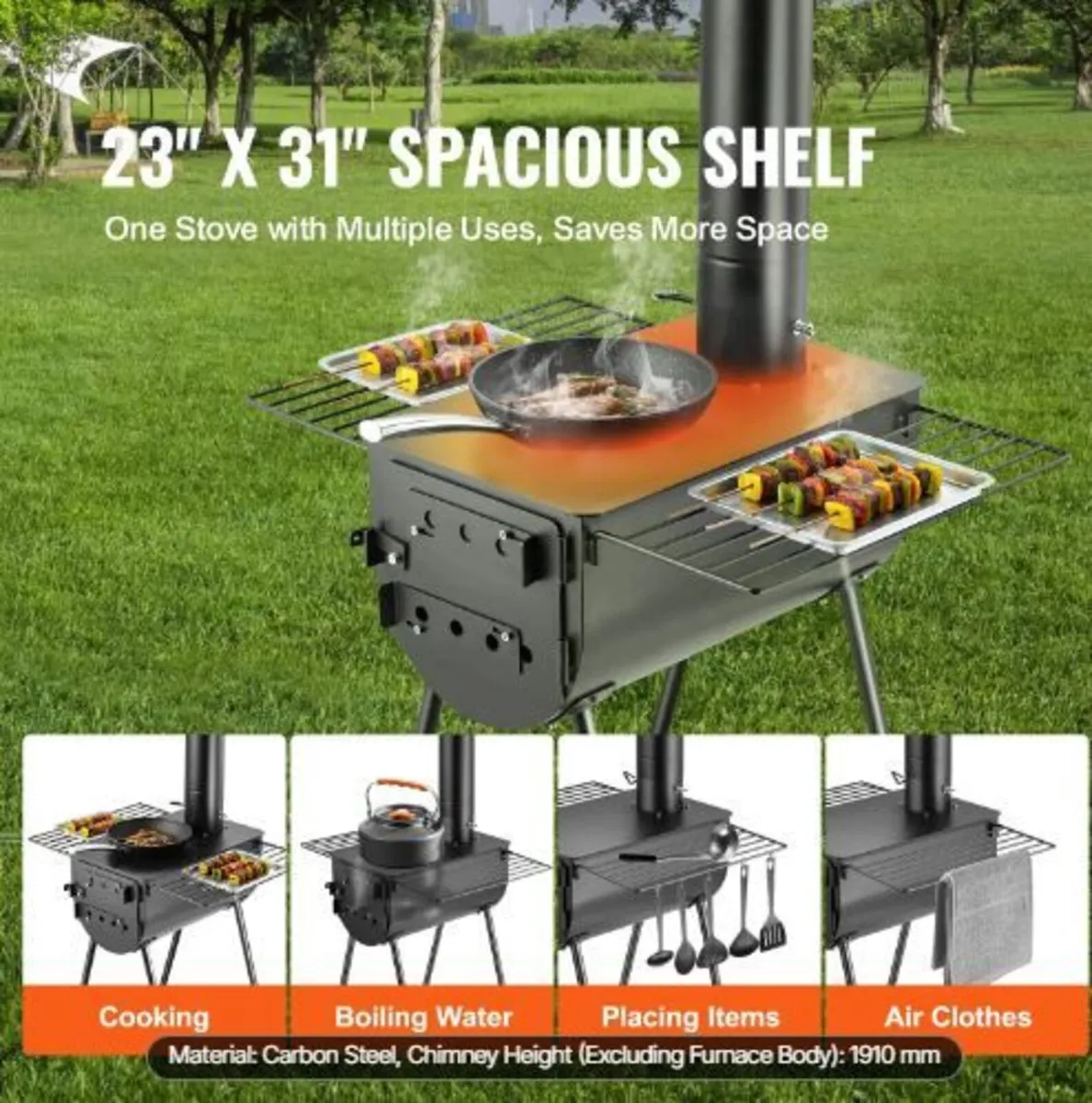 Wood Stove, 3 m, Alloy Steel Camping Tent Stove - Image 4