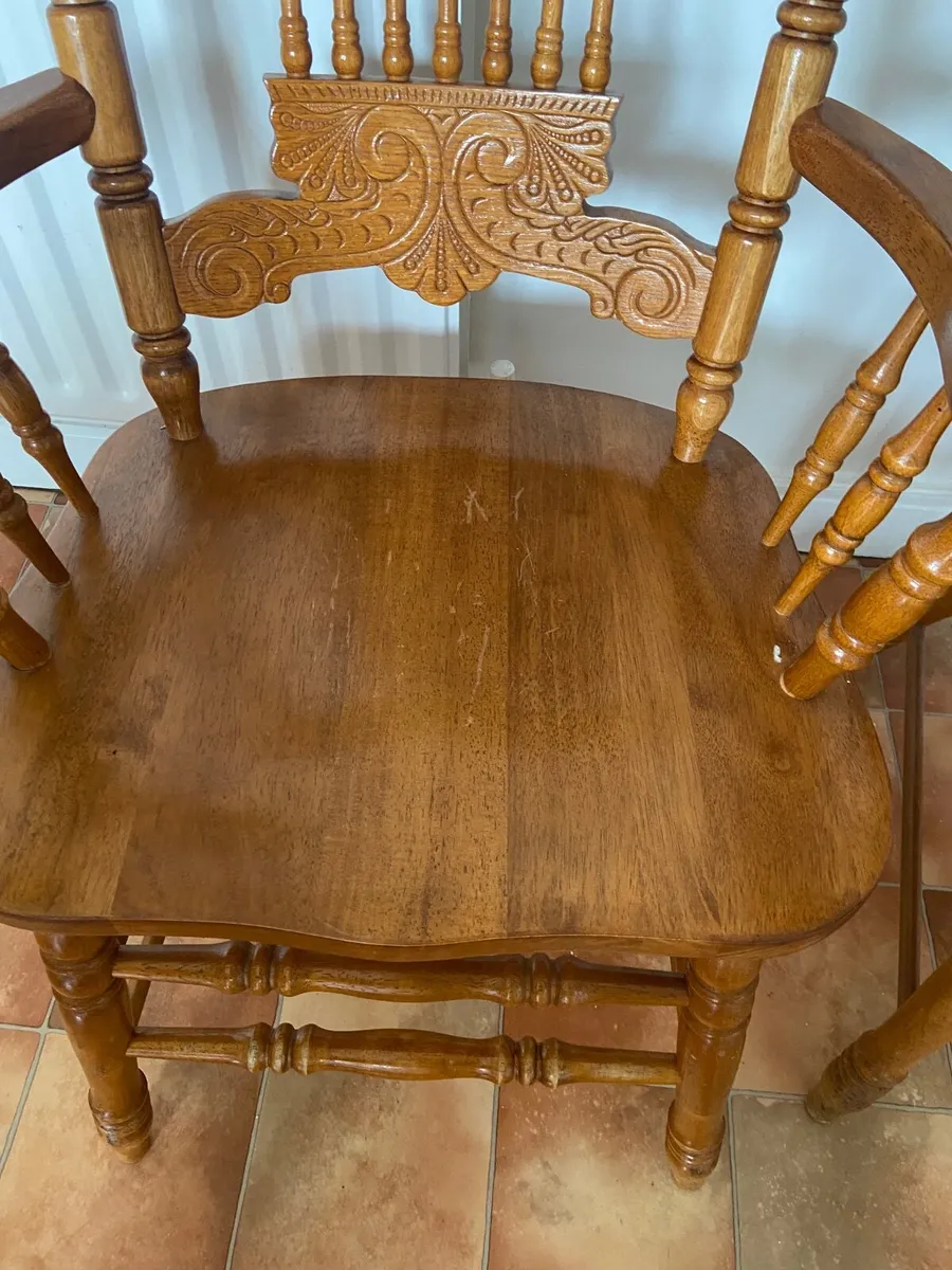 Pair of Solid Wood Captain’s Chairs - Image 2