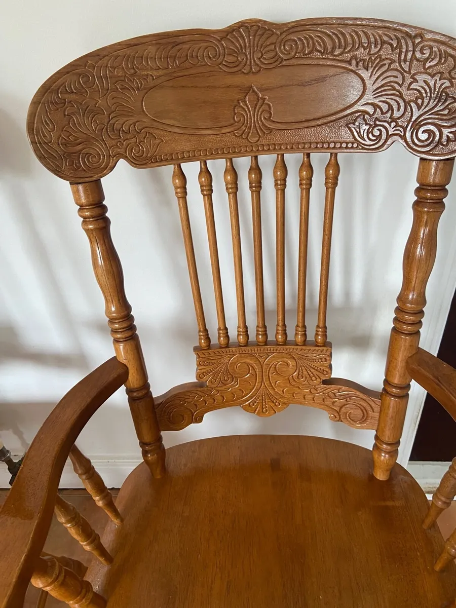 Pair of Solid Wood Captain’s Chairs - Image 3