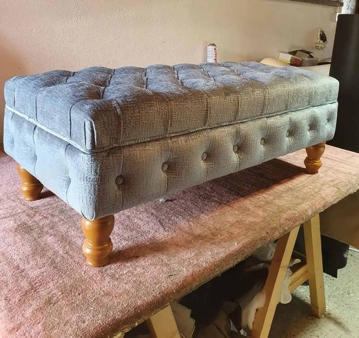 Made to order button pouffe / footstool - Image 1