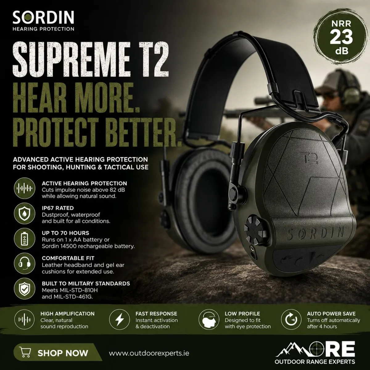 Professional Active Hearing Protectors Supreme T2 - Image 1