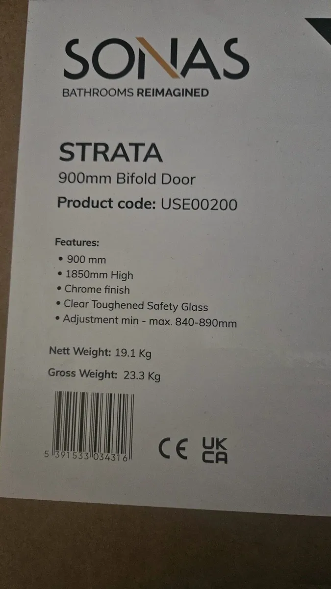 Sonas 900 bifold chrome shower door - Image 2