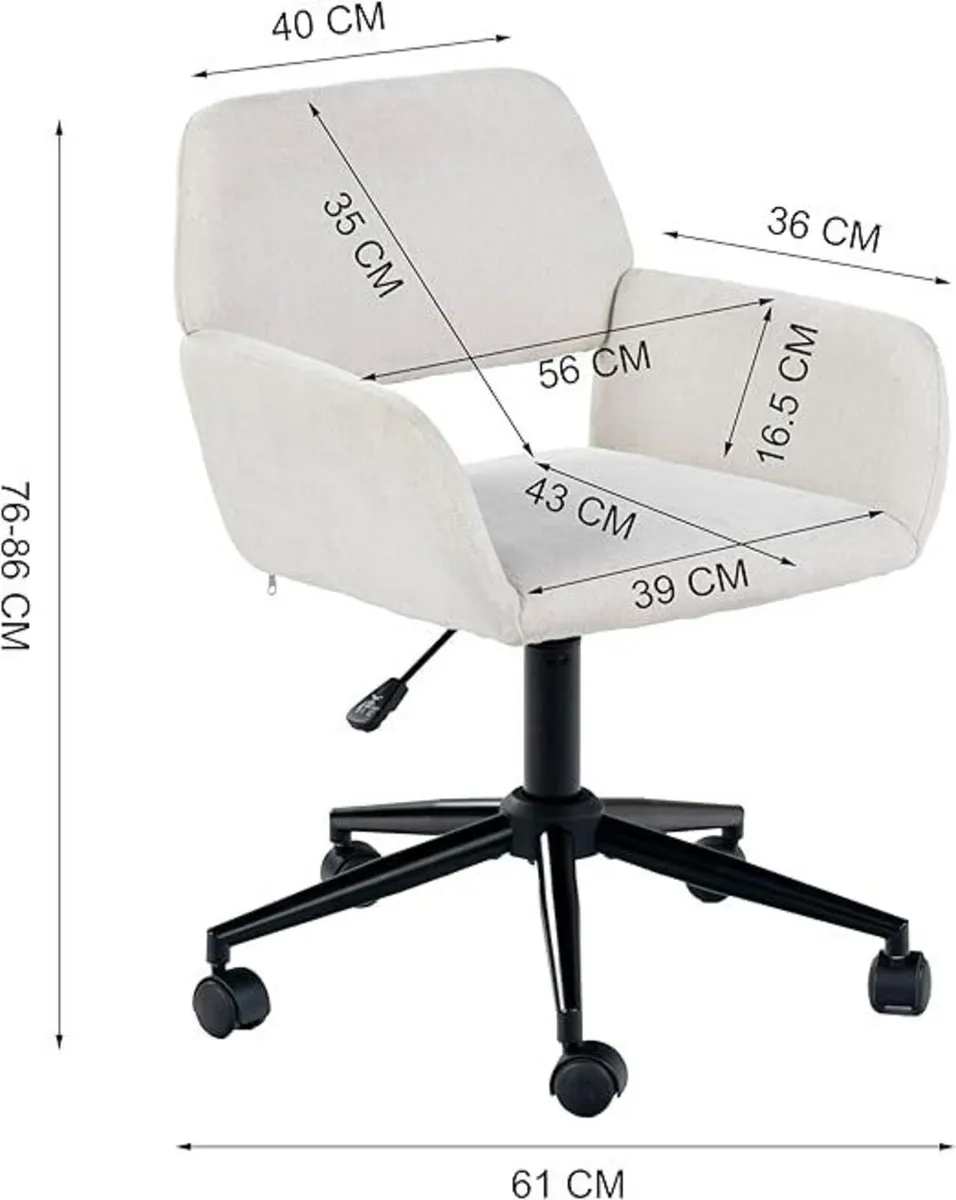 Office Chair Scandinavian Beige Fabric Swivel Adju - Image 2