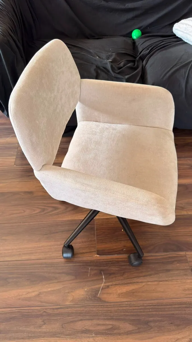 Office Chair Scandinavian Beige Fabric Swivel Adju - Image 4